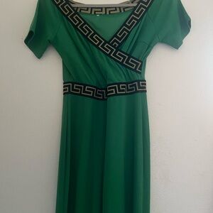 Elegant Green jumpsuit with Black Geometric Trim